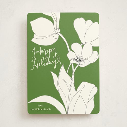 This is a moss non photo holiday cards with standard by Lise Gulassa called floral wave printing on signature in standard