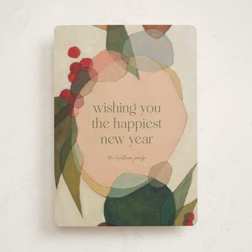 This is a peppermint non photo holiday cards with standard by Wendy Keller called cirque printing on signature in standard