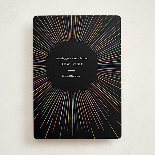 This is a disco non photo holiday cards with standard by Pixel and Hank called burst printing on signature in standard