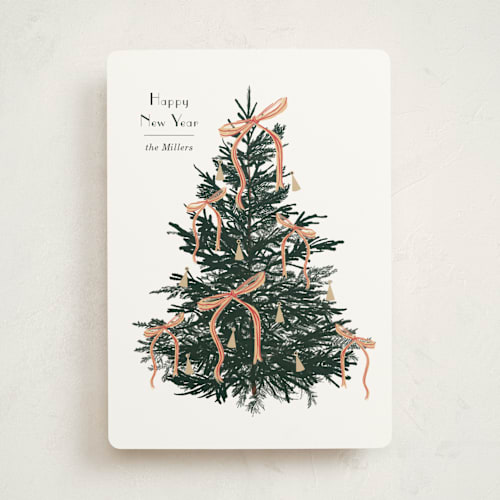 This is a snow non photo holiday cards with standard by Baumbirdy called bells and bows printing on signature in standard