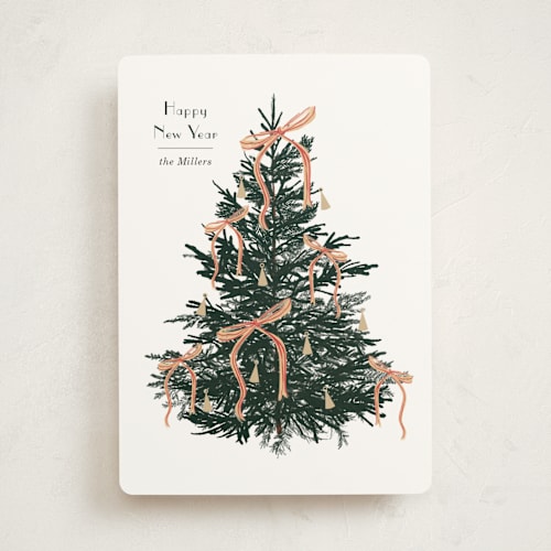 This is a snow non photo holiday cards with standard by Baumbirdy called bells and bows printing on signature in standard
