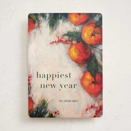 This is a clementine non photo holiday cards with standard by Wendy Keller called oranges printing on signature in standard