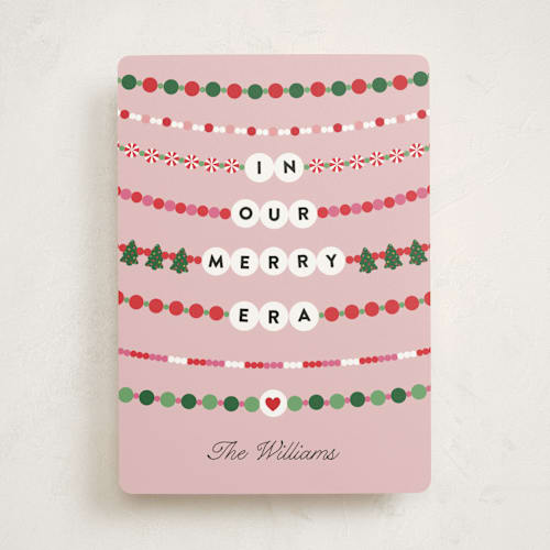 This is a bubblegum non photo holiday cards with standard by Pixel and Hank called merry era printing on signature in standard