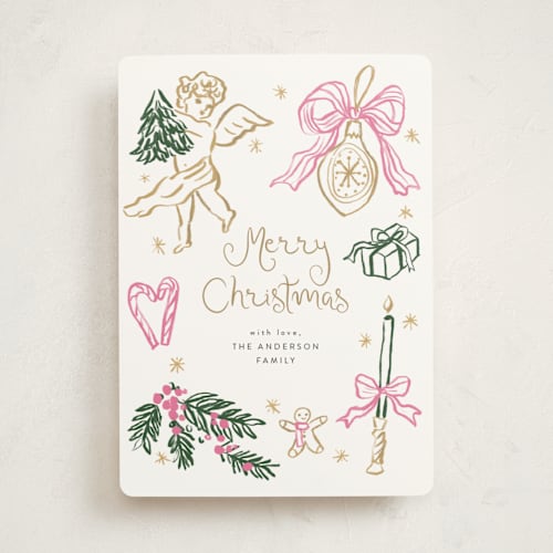 This is a melon non photo holiday cards with standard by Cass Loh called holidays ink doodles printing on signature in standard