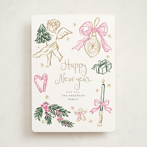 This is a melon non photo holiday cards with standard by Cass Loh called holidays ink doodles printing on signature in standard