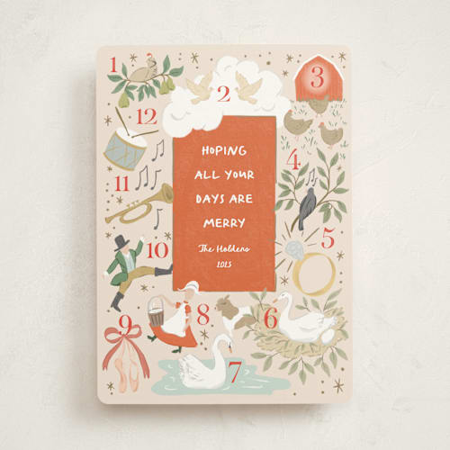 This is a persimmon non photo holiday cards with standard by Leah Bisch called counting the days printing on signature in standard