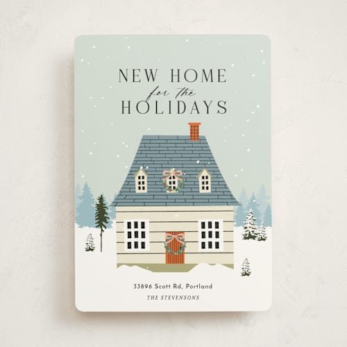 This is a mint non photo holiday cards with standard by Sherley Ferreira called new home for the holidays! printing on signature in standard