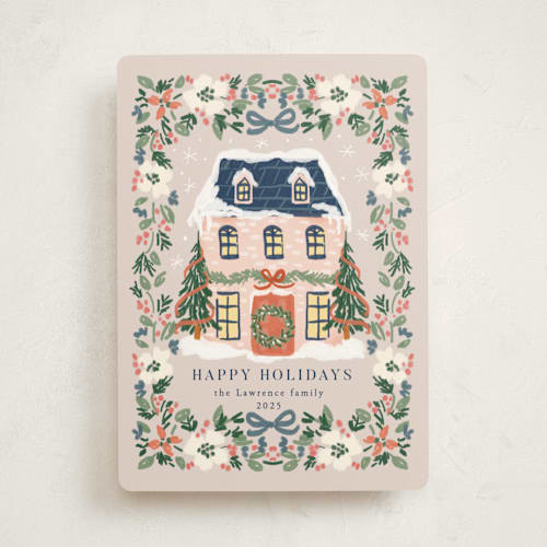 This is a winter rose non photo holiday cards with standard by Petra Kern called little housey printing on signature in standard