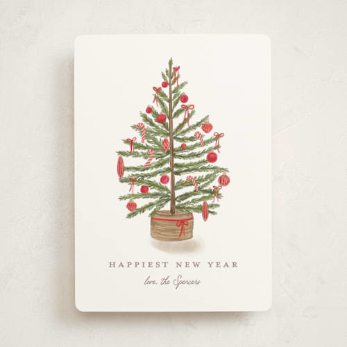 This is a santa suit non photo holiday cards with standard by Creo Study called preppy tree printing on signature in standard