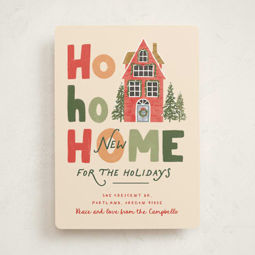 This is a eggnog non photo holiday cards with standard by Creo Study called ho ho home printing on signature in standard
