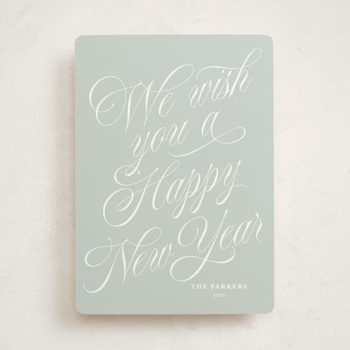 This is a frost non photo holiday cards with standard by Kate Ahn called with flourish printing on signature in standard