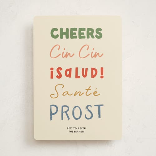 This is a retro non photo holiday cards with standard by Helena Vitto called cheers to all printing on signature in standard