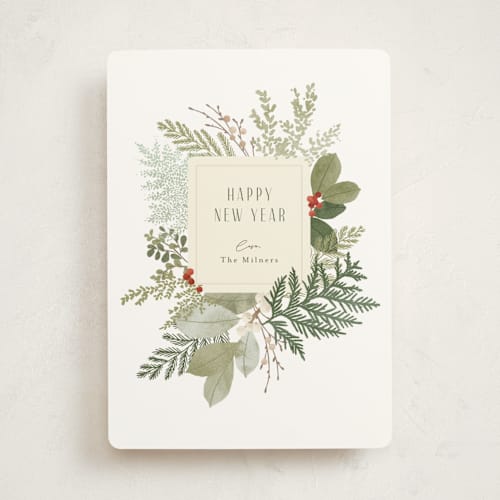 This is a starlight non photo holiday cards with standard by Jennifer Wick called juniper printing on signature in standard