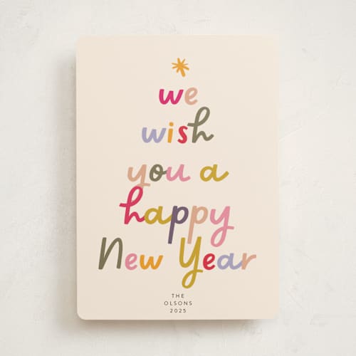 This is a gumdrops non photo holiday cards with standard by Lindsay Megahed called wishing tree printing on signature in standard