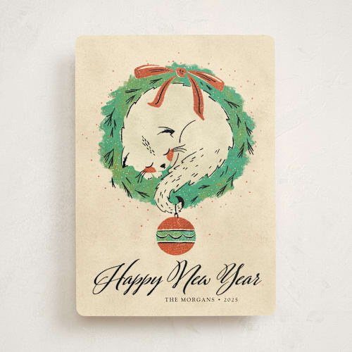 This is a christmas non photo holiday cards with standard by Kimberly Morgan called cozy kitten printing on signature in standard