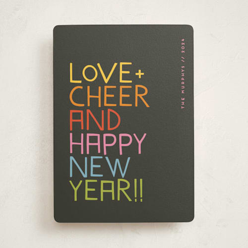 This is a neon non photo holiday cards with standard by Snow and Ivy called love and cheer printing on signature in standard