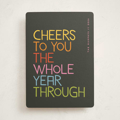 This is a neon non photo holiday cards with standard by Snow and Ivy called love and cheer printing on signature in standard