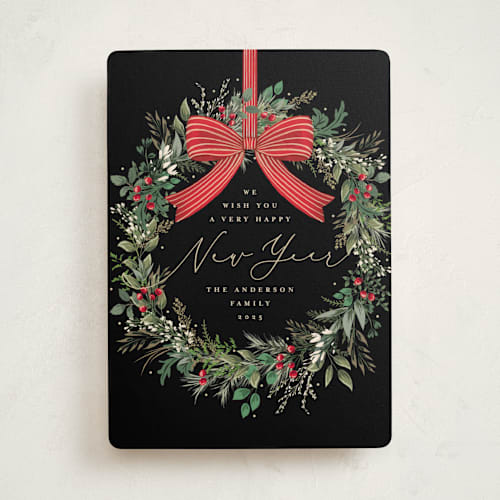 This is a holly berry new year photo cards with standard by Susan Moyal called festive holiday printing on signature in standard