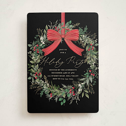 This is a holly berry holiday party invitations with standard by Susan Moyal called festive holiday printing on signature in standard