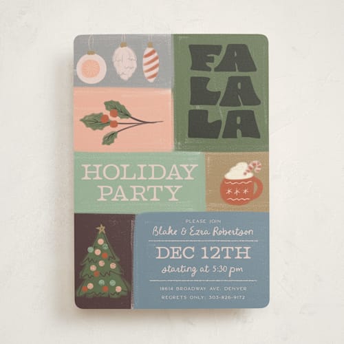 This is a frost holiday party invitations with standard by Jenna Holcomb called colorblock printing on signature in standard