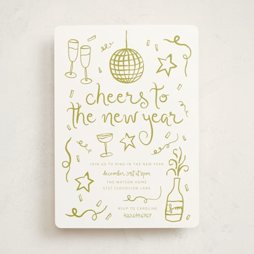 This is a lemon holiday party invitations with standard by Kelly Watkins called new year cheer printing on signature in standard