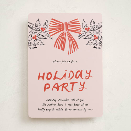 This is a coal holiday party invitations with standard by Angela Marzuki called party bow printing on signature in standard