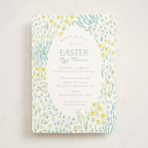 This is a bluebell holiday party invitations with standard by Hudson meet Rose called easter celebration printing on signature in standard