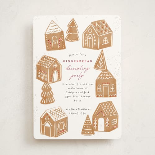 This is a icing holiday party invitations with standard by Rebecca Durflinger called gingerbread bakery printing on signature in standard