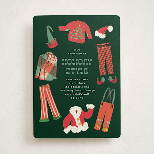 This is a evergreen holiday party invitations with standard by Baumbirdy called holiday style printing on signature in standard