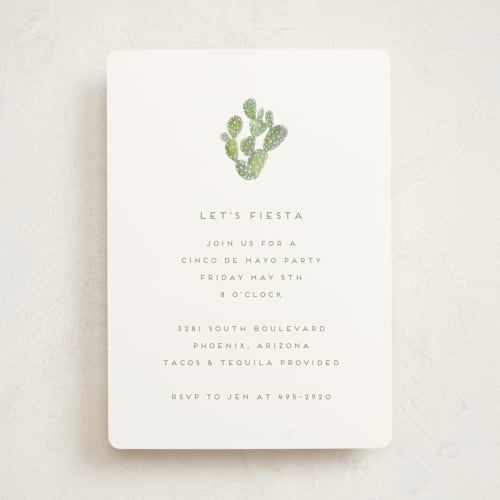 This is a olive holiday party invitations with standard by Julie Murray called tacos and tequila printing on signature in standard