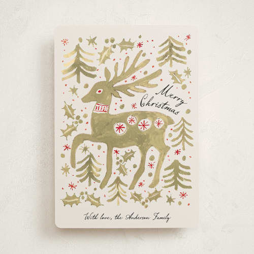 This is a champagne met with standard by Cass Loh called whimsical stag printing on signature in standard