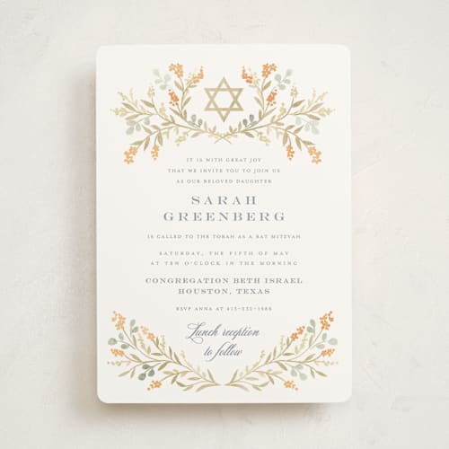 This is a fall bar mitzvah bat mitzvah invitations with standard by Petra Kern called monogrammed printing on signature in standard