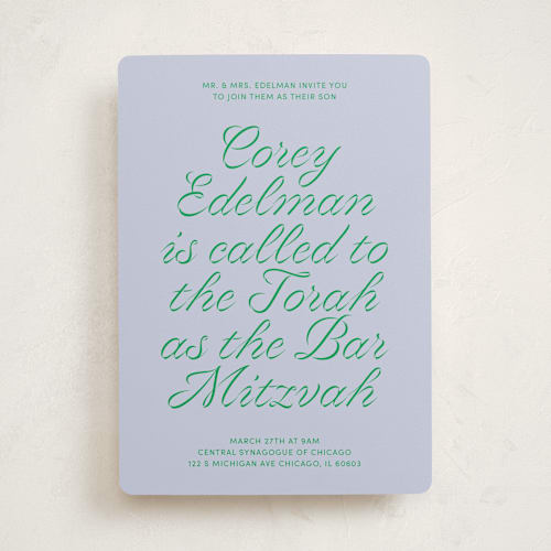 This is a verdant bar mitzvah bat mitzvah invitations with standard by Inkblot Design called torah tribute printing on signature in standard