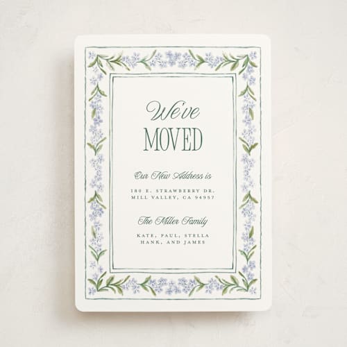 This is a wisteria moving announcements with standard by Jenna Holcomb called vintage sketched printing on signature in standard