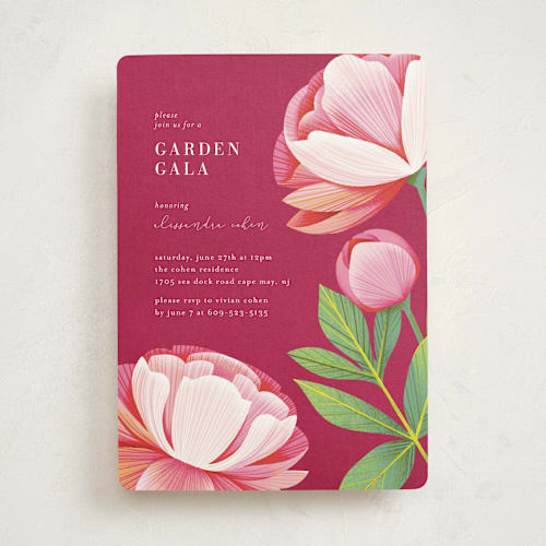 This is a velvet party invitations with standard by Laura Moyer called a garden gala printing on signature in standard