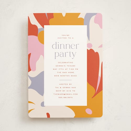 This is a sunset party invitations with standard by Olivia Raufman called efflorescent printing on signature in standard