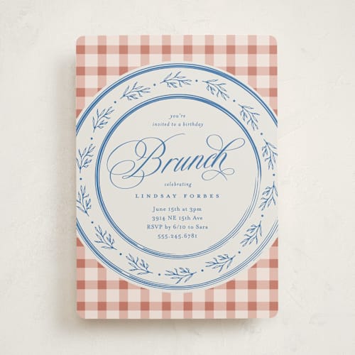 This is a bluebell party invitations with standard by Olivia Raufman called classic brunch printing on signature in standard