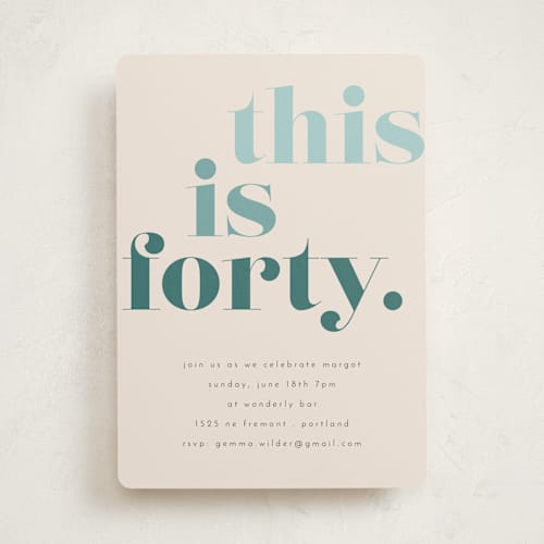 This is a blueberry party invitations with standard by Morgan Kendall called this is 40 printing on signature in standard