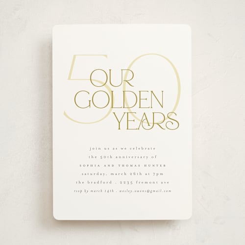 This is a wheat party invitations with standard by Morgan Kendall called golden years printing on signature in standard