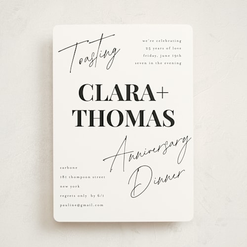 This is a parchment party invitations with standard by Jennifer Lew called toast printing on signature in standard