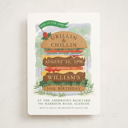 This is a pickle party invitations with standard by Paper Sun Studio called grillin' and chillin' printing on signature in standard
