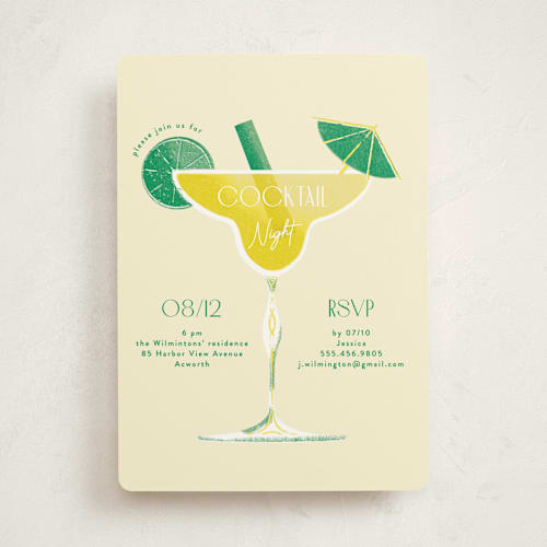This is a limoncello party invitations with standard by Gwen Bedat called cocktail night printing on signature in standard