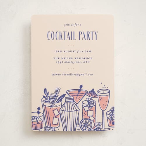 This is a berry party invitations with standard by Bethan called summer cocktails printing on signature in standard