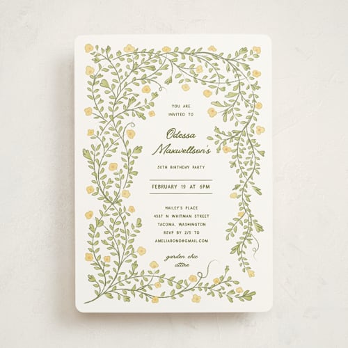 This is a limonada party invitations with standard by Kamala Nahas called summer garden printing on signature in standard