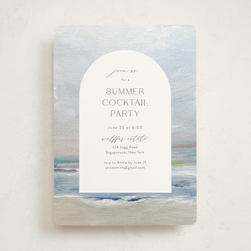 This is a sky party invitations with standard by Nicoletta Savod called cocktails on the beach printing on signature in standard