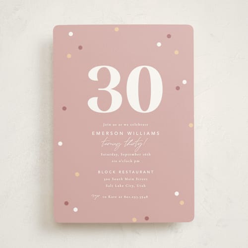 This is a blush party invitations with standard by Robert and Stella called cute confetti printing on signature in standard
