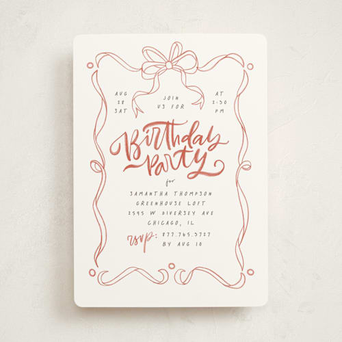 This is a snow party invitations with standard by Anastasia Makarova called watercolor ribbon printing on signature in standard