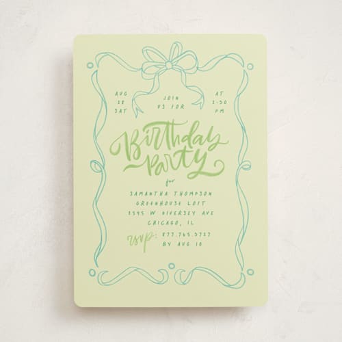 This is a mojito party invitations with standard by Anastasia Makarova called watercolor ribbon printing on signature in standard