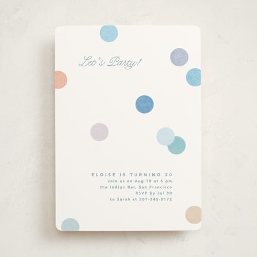 This is a seafront party invitations with standard by Creo Study called confetti party printing on signature in standard
