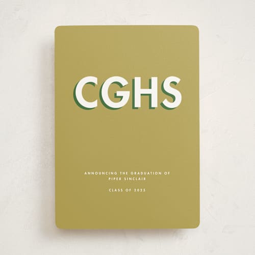 This is a dijon graduation announcements with standard by mo kelley called bold initials printing on signature in standard
